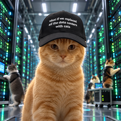 CatWifCap on the server floor