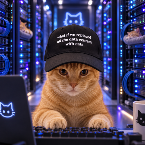 CatWifCap at the keyboard
